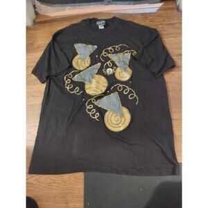 Vtg 90s Style Plus Of California Glitter Rhinestone Women's XL Black T-shirt